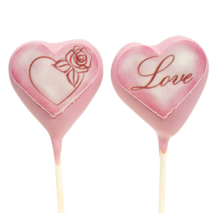 Cake-Pops Saint Valentin roses en forme de cœur (12 pièces)