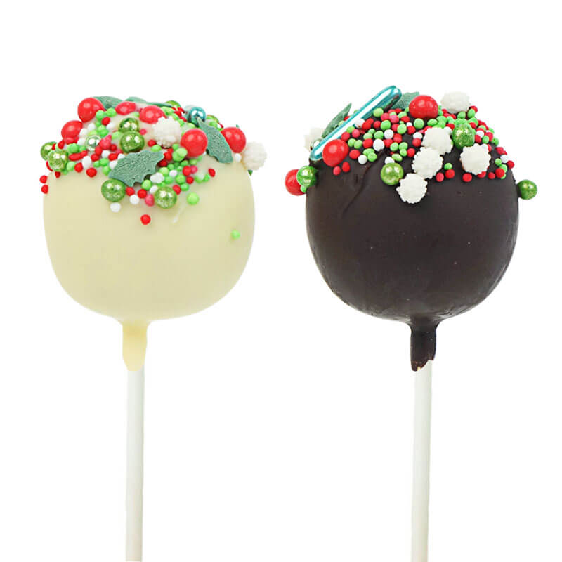 Cake-Pops de Noël avec vermicelles rouges et verts (12 pièces)